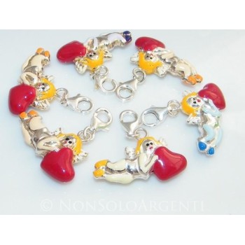 NSA|925 silver angel charm, red heart angel with hook