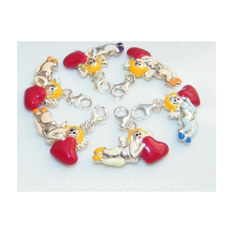 NSA|925 silver angel charm, red heart angel with hook
