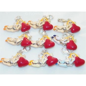NSA|ARGENTO 925: Charme con figura angioletto con cuore