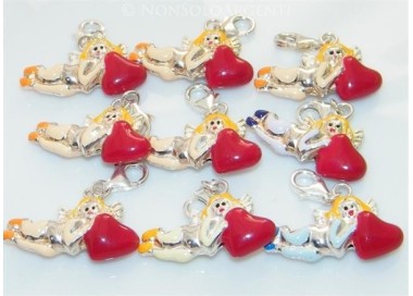 NSA|ARGENTO 925: Charme con figura angioletto con cuore