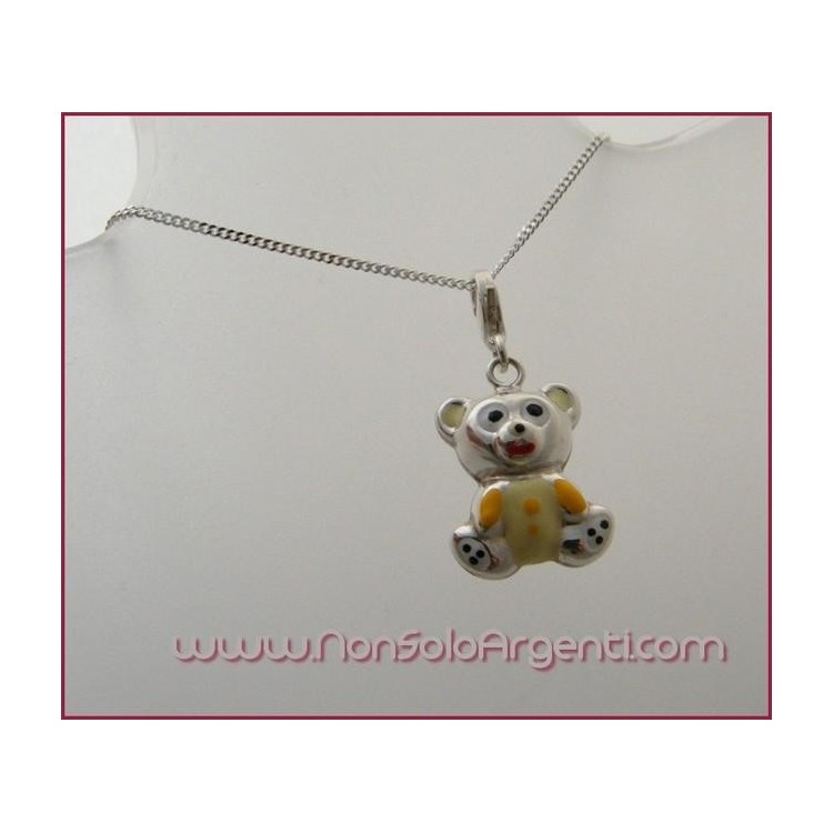 NSA|ARGENTO 925: Charme con figura di orsetto smaltato a mano