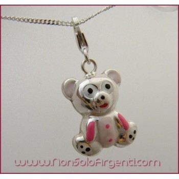 NSA|ARGENTO 925: Charme con figura di orsetto smaltato a mano