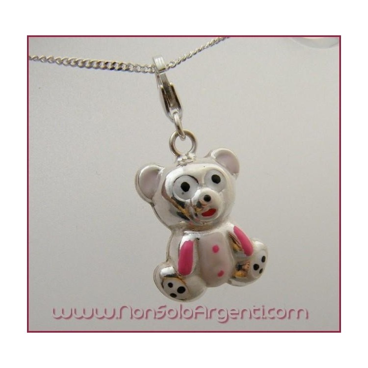 NSA|ARGENTO 925: Charme con figura di orsetto smaltato a mano