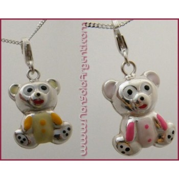 NSA|ARGENTO 925: Charme con figura di orsetto smaltato a mano