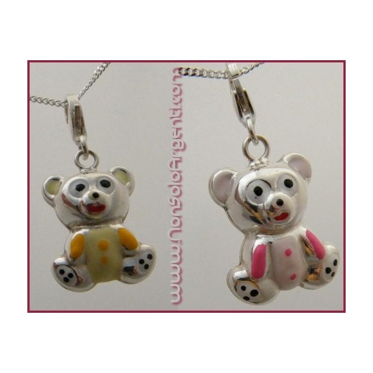 NSA|ARGENTO 925: Charme con figura di orsetto smaltato a mano