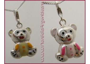 NSA|ARGENTO 925: Charme con figura di orsetto smaltato a mano