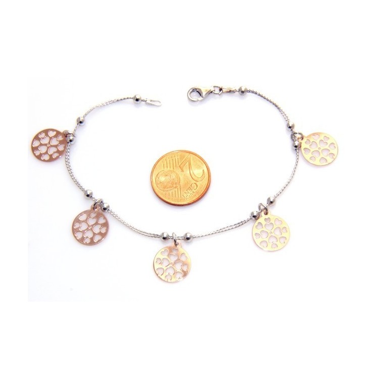 NSA|SILVER 925 :  bracelet for woman, hearts in medals