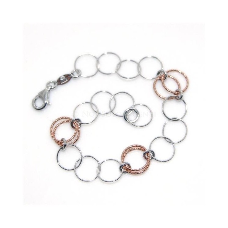 NSA|925 silver bracelet circles rose gold plated diamond rings for women
