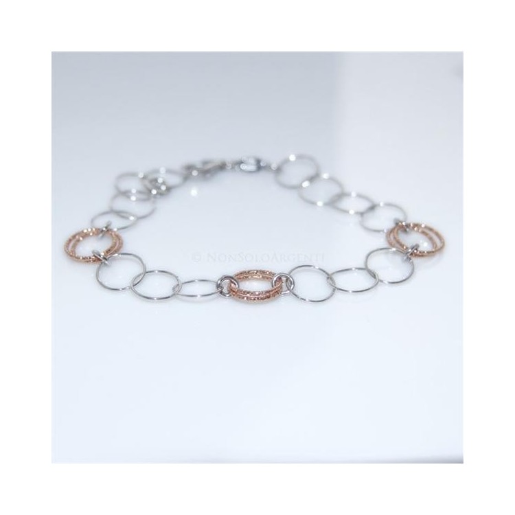 NSA|925 silver bracelet circles rose gold plated diamond rings for women
