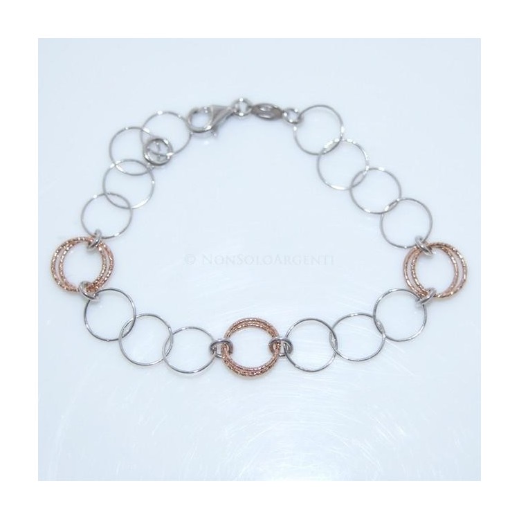 NSA|925 silver bracelet circles rose gold plated diamond rings for women