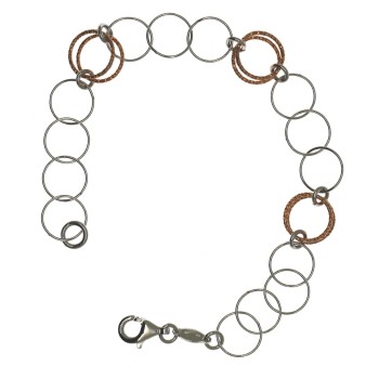 NSA|925 silver bracelet circles rose gold plated diamond rings for women