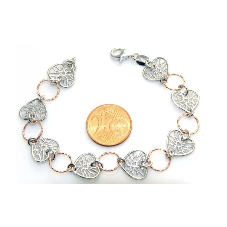 NSA|SILVER 925 :  bracelet for woman, hearts in medals