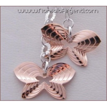 NSA|ARGENTO 925: Girocollo Beads Faux Saliscendi con Ciondoli farfalle Rosè