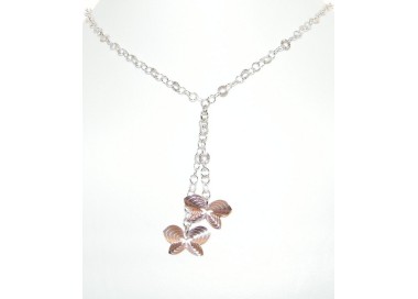 NSA|925 silver choker with ups and downs type with Rosé butterfly pendants