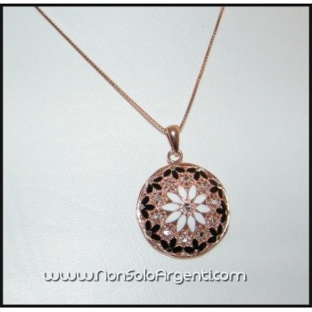 NSA|ARGENTO 925: Girocollo rose' effetto oro con medaglia smaltata