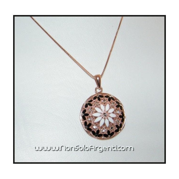 NSA|ARGENTO 925: Girocollo rose' effetto oro con medaglia smaltata