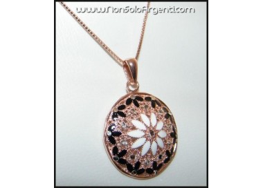 NSA|ARGENTO 925: Girocollo rose' effetto oro con medaglia smaltata