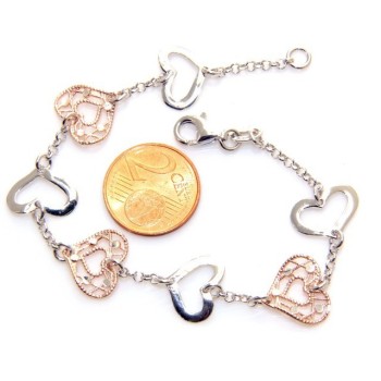 NSA|SILVER 925 :  bracelet for woman, hearts in medals