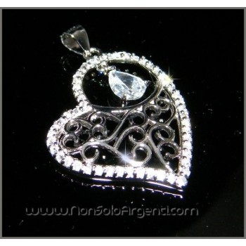 NSA|Girocollo maglia veneziana con Ciondolo Cuore Rodiato e Zirconi