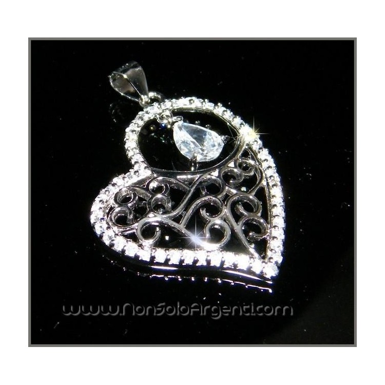 NSA|Girocollo maglia veneziana con Ciondolo Cuore Rodiato e Zirconi