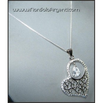 NSA|Girocollo maglia veneziana con Ciondolo Cuore Rodiato e Zirconi