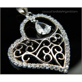 NSA|Girocollo maglia veneziana con Ciondolo Cuore Rodiato e Zirconi