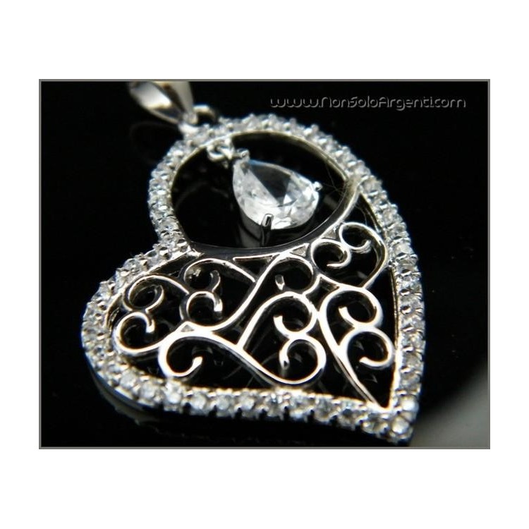 NSA|Girocollo maglia veneziana con Ciondolo Cuore Rodiato e Zirconi