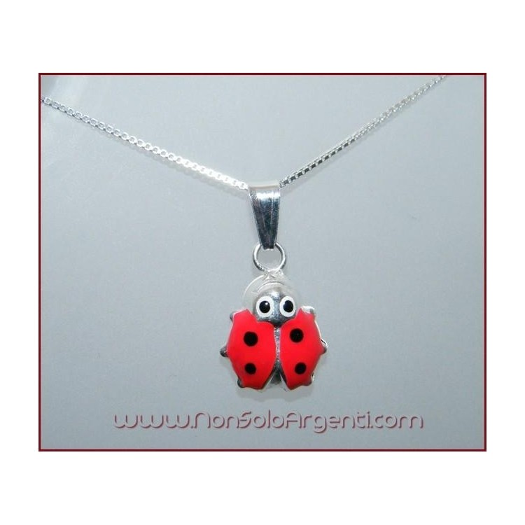 NSA|Girocollo maglia veneziana in ARGENTO 925 con Ciondolo COCCINELLA Smaltato