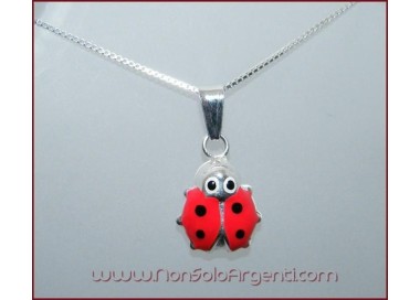 NSA|Girocollo maglia veneziana in ARGENTO 925 con Ciondolo COCCINELLA Smaltato