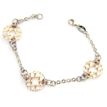 NSA|Fine Silver 925 : woman bracelet two colors with diamond wheels