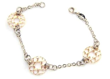 NSA|Fine Silver 925 : woman bracelet two colors with diamond wheels
