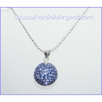NSA|Ciondolo Argento 925 : Sfera media lilla con pavè di Zirconia collana omaggio