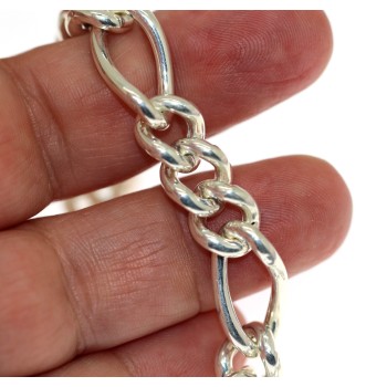 NSA|Argento 925 : Bracciale figaro donna grumettone vuoto polso 17 cm