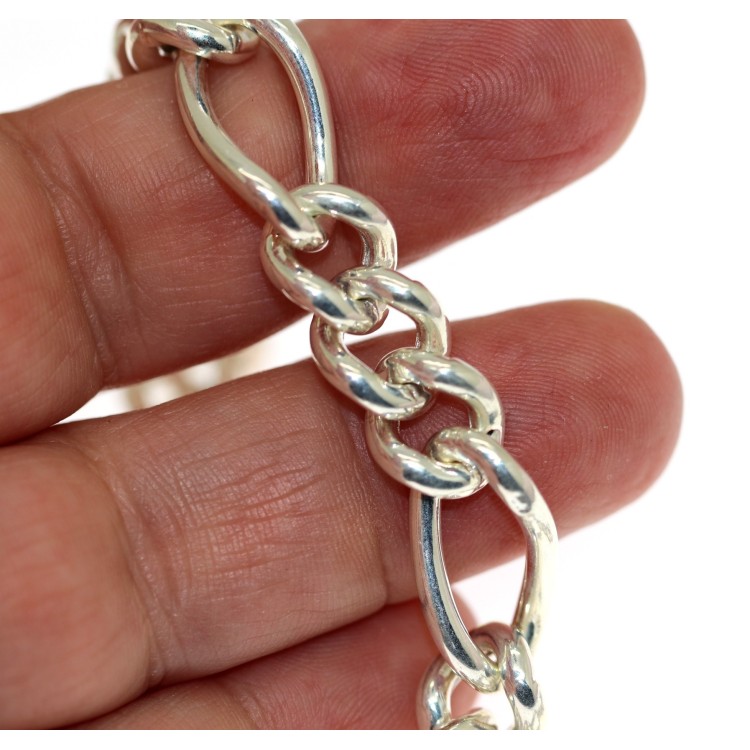 NSA|Argento 925 : Bracciale figaro donna grumettone vuoto polso 17 cm