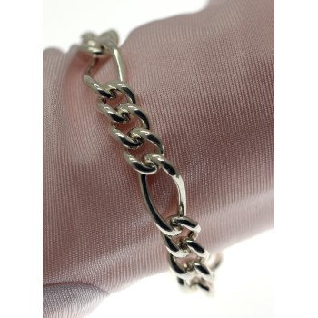 NSA|Argento 925 : Bracciale figaro donna grumettone vuoto polso 17 cm