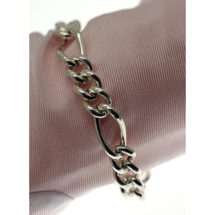 NSA|Argento 925 : Bracciale figaro donna grumettone vuoto polso 17 cm