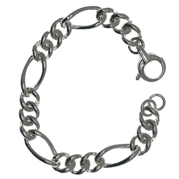 NSA|Argento 925 : Bracciale figaro donna grumettone vuoto polso 17 cm