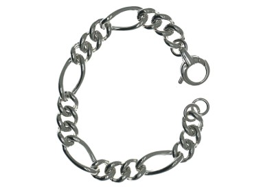 NSA|Argento 925 : Bracciale figaro donna grumettone vuoto polso 17 cm