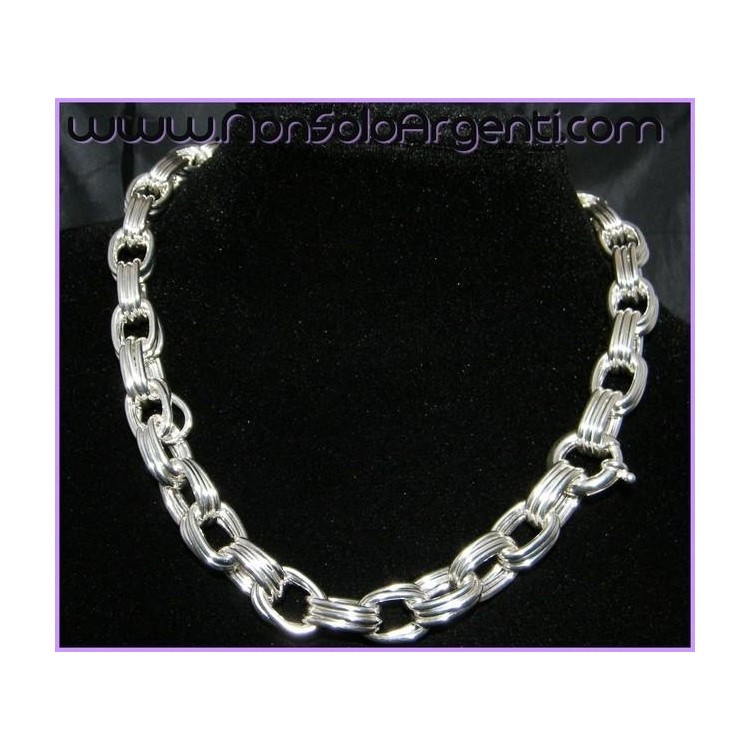 NSA|Argento 925 : Collana girocollo da donna  tripla maglia 86 gr