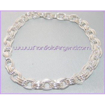 NSA|Argento 925 : Collana girocollo da donna  tripla maglia 86 gr