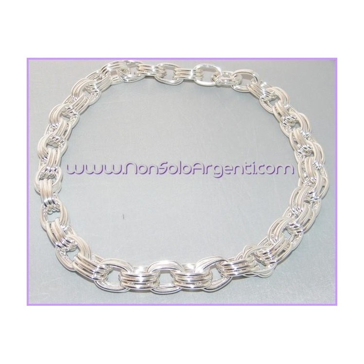 NSA|Argento 925 : Collana girocollo da donna  tripla maglia 86 gr