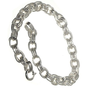 NSA|925 silver triple oval link women's choker necklace