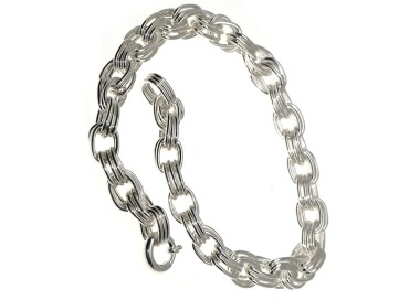 NSA|Collana argento 925 girocollo da donna  tripla maglia 86 gr