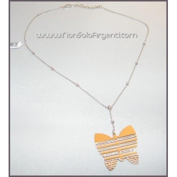 NSA|Necklace with dots and butterfly pendant. Laser cut with rosè parts