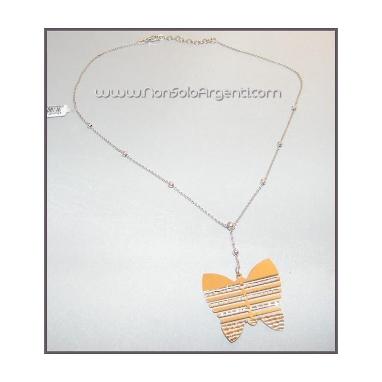 NSA|Necklace with dots and butterfly pendant. Laser cut with rosè parts