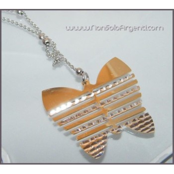 NSA|Necklace with dots and butterfly pendant. Laser cut with rosè parts