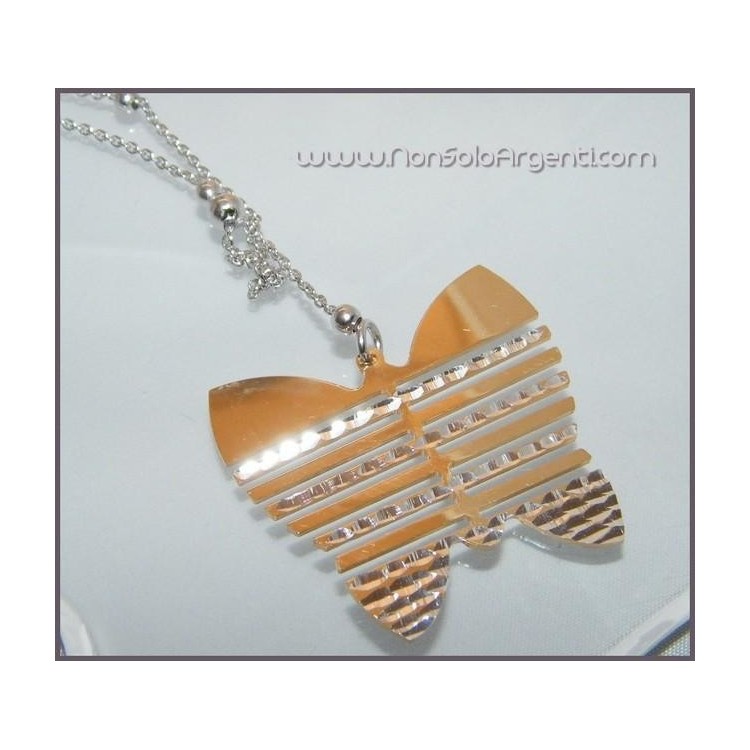 NSA|Necklace with dots and butterfly pendant. Laser cut with rosè parts