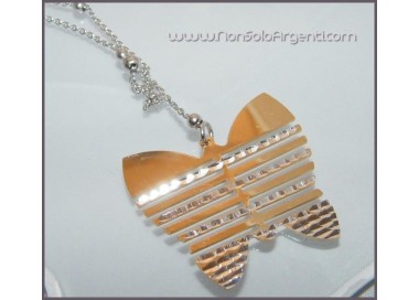 NSA|Necklace with dots and butterfly pendant. Laser cut with rosè parts