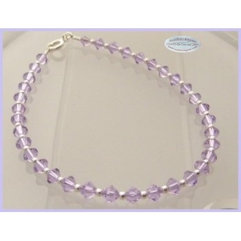 NSA|Bracciale Argento 925 Con Swarovski Bicono mis. 21 cm VIOLET Viola LILLA