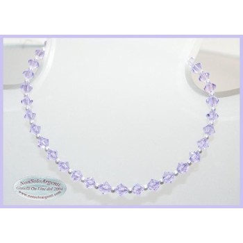 NSA|Bracciale Argento 925 Con Swarovski Bicono mis. 21 cm VIOLET Viola LILLA